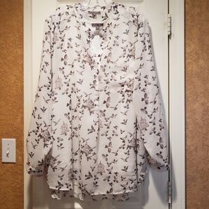 Dress Barn Roz&Ali Bird Print Tunic Top
